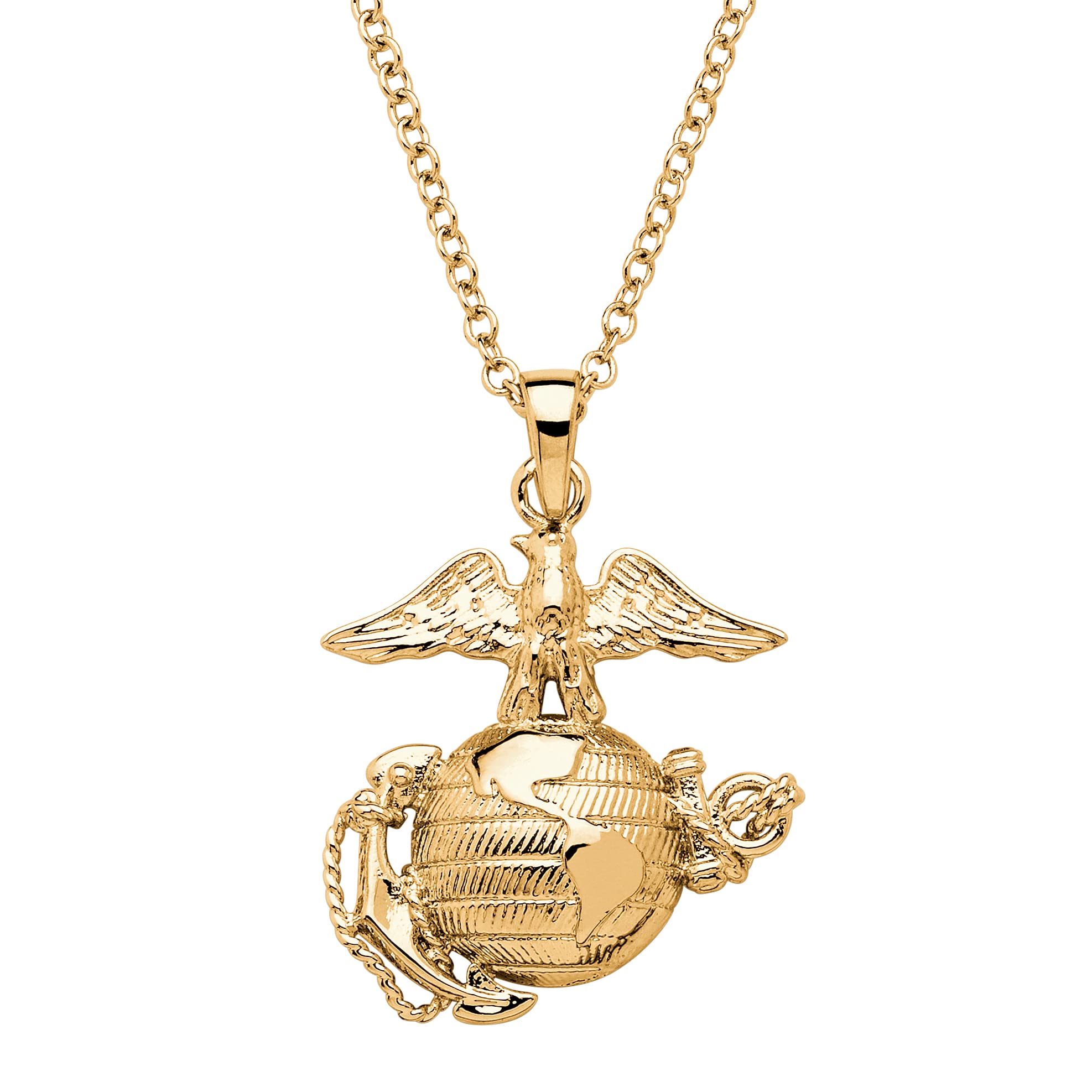 Palm Beach Jewelry PalmBeach Yellow Gold-plated Marines Pendant (25mm) with 20 inch Chain
