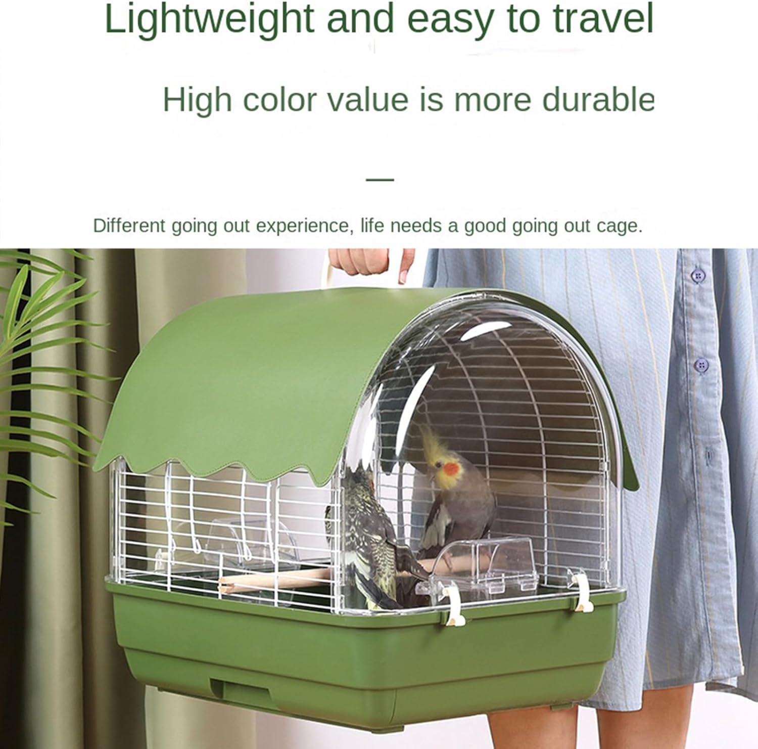 Small Bird Cage Transparent, Full View Travel Carrier for Birds, Cockatiel Use, Lightweight Construction, Easy Carry Design, Bird for Indoor Outdoor Balcony Living Room Park Parakeet