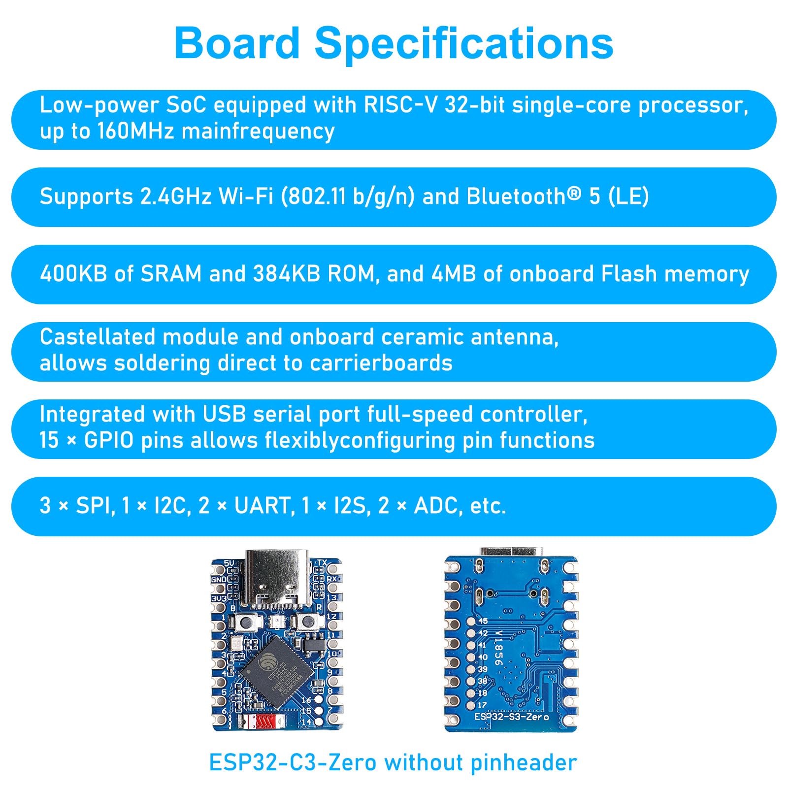 2 unidades ESP32-S3 Mini placa de desarrollo: ESP32-S3FH4R2 procesador de doble núcleo, 2,4 GHz WiFi y BT 5, módulos Castellated, adecuado para aplicaciones SMD, C/C++, MicroPython