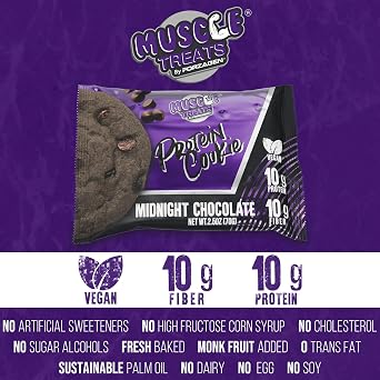 Forzagen Muscle Treats Protein Cookie 2 Flavors Available, Chocolate Chip and Midnight Chocolate (12 Pack, Midnight Chocolate)
