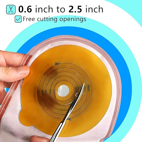 Miniatura 6 de 20 bolsas de colostomía, suministros de ostomía, bolsa de ostomía drenable de una pieza, tiene 10 clips de sellado para el cuidado del estoma