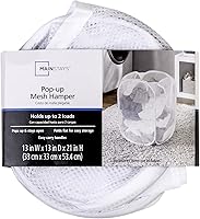 Vista 4 de Mainstays - Cesta de malla desplegable para lavandería, color blanco