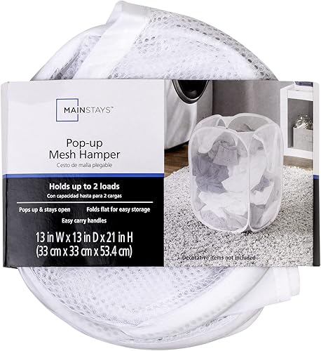 Miniatura 4 de Mainstays - Cesta de malla desplegable para lavandería, color blanco