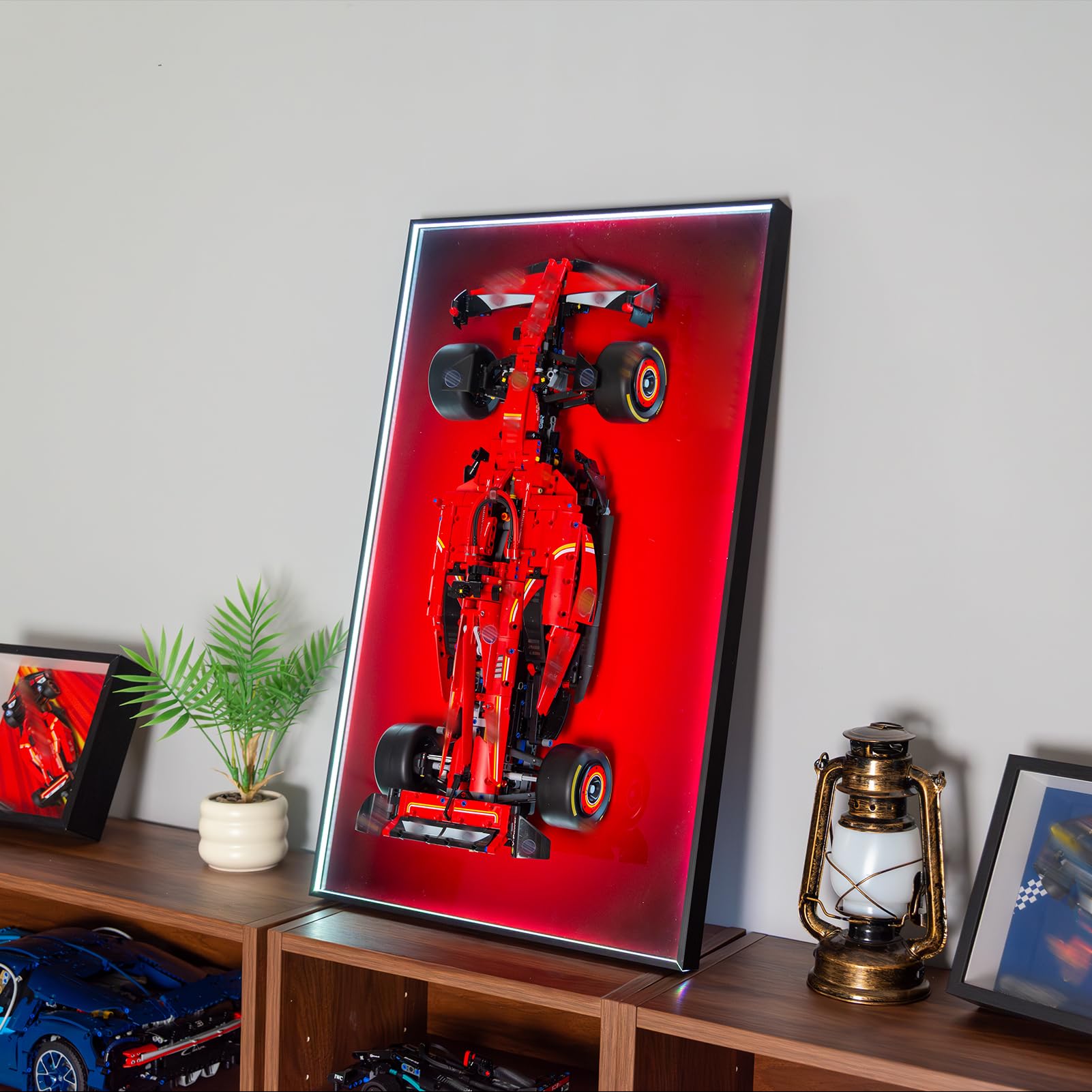 Photo 1 of ***MAJOR DAMAGE***WETCEAOM Display Wallboard Compatible with Lego Technic 42207 Car with LED Light Display, Wall Frame Compatible with Car Wall Mount Display Frame Lover, No Model! 31.5x19.7in