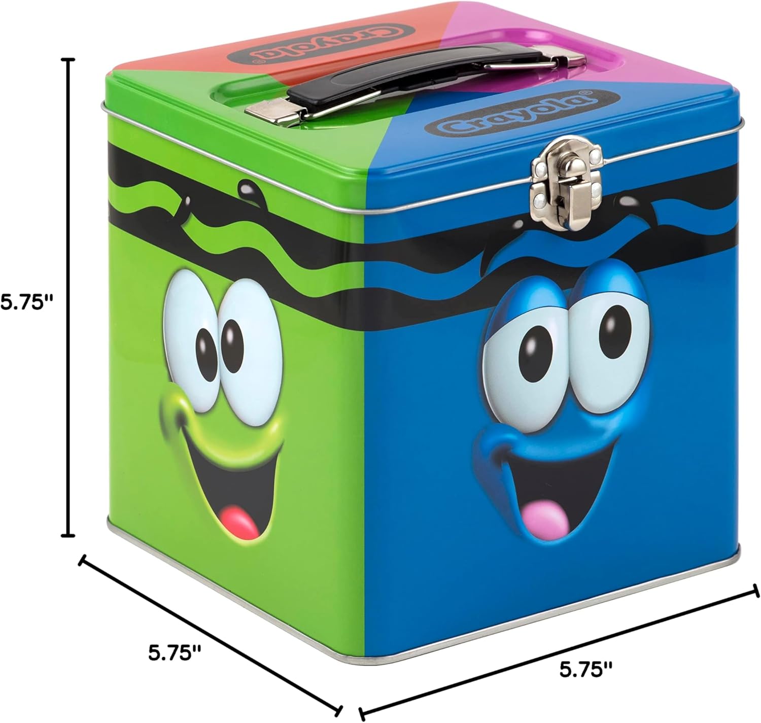 The Tin Box Company XL Storage Tin with Handle, Crayola
