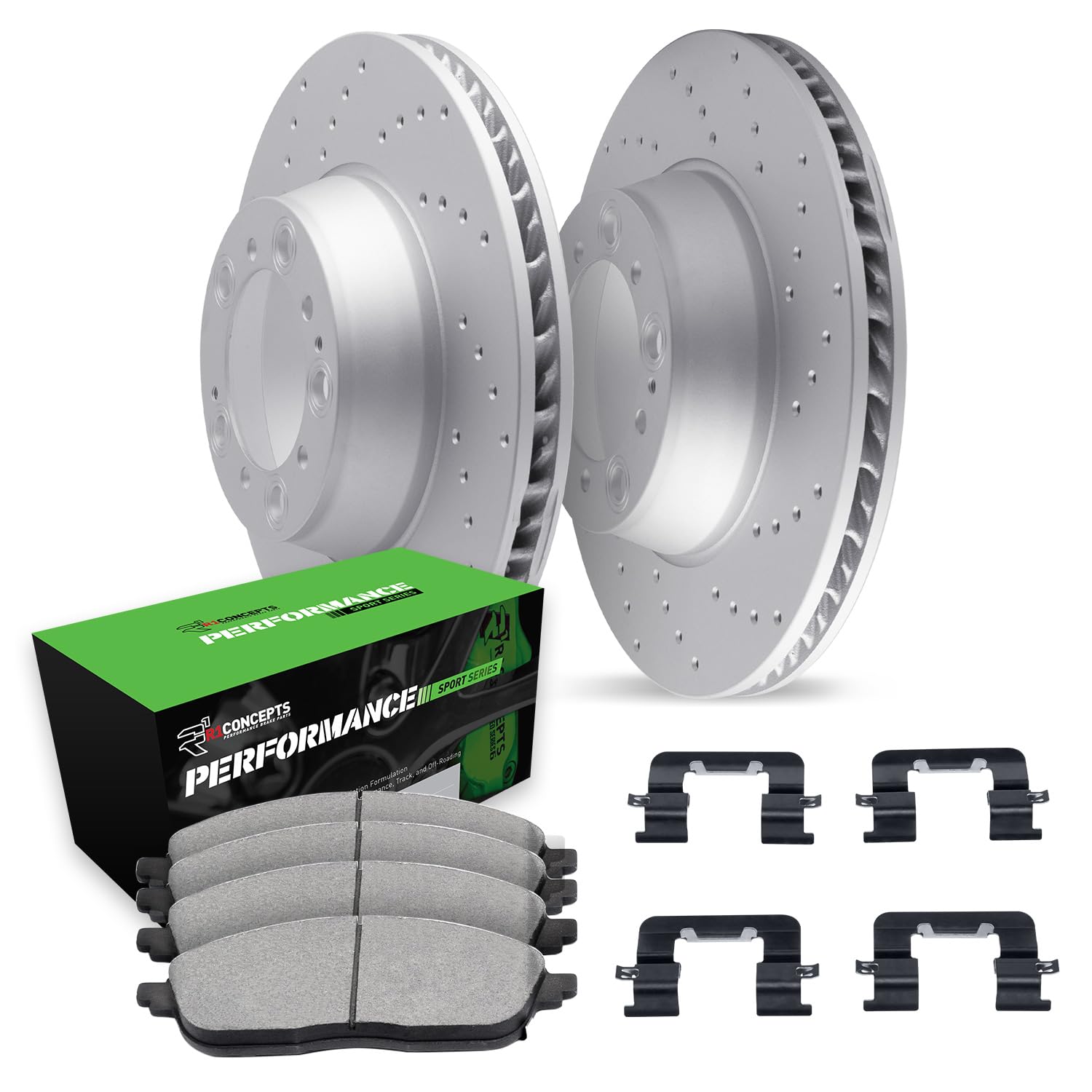 R1 Concepts Slotted Black Disc Brake Rotor Set WCPN1-47066
