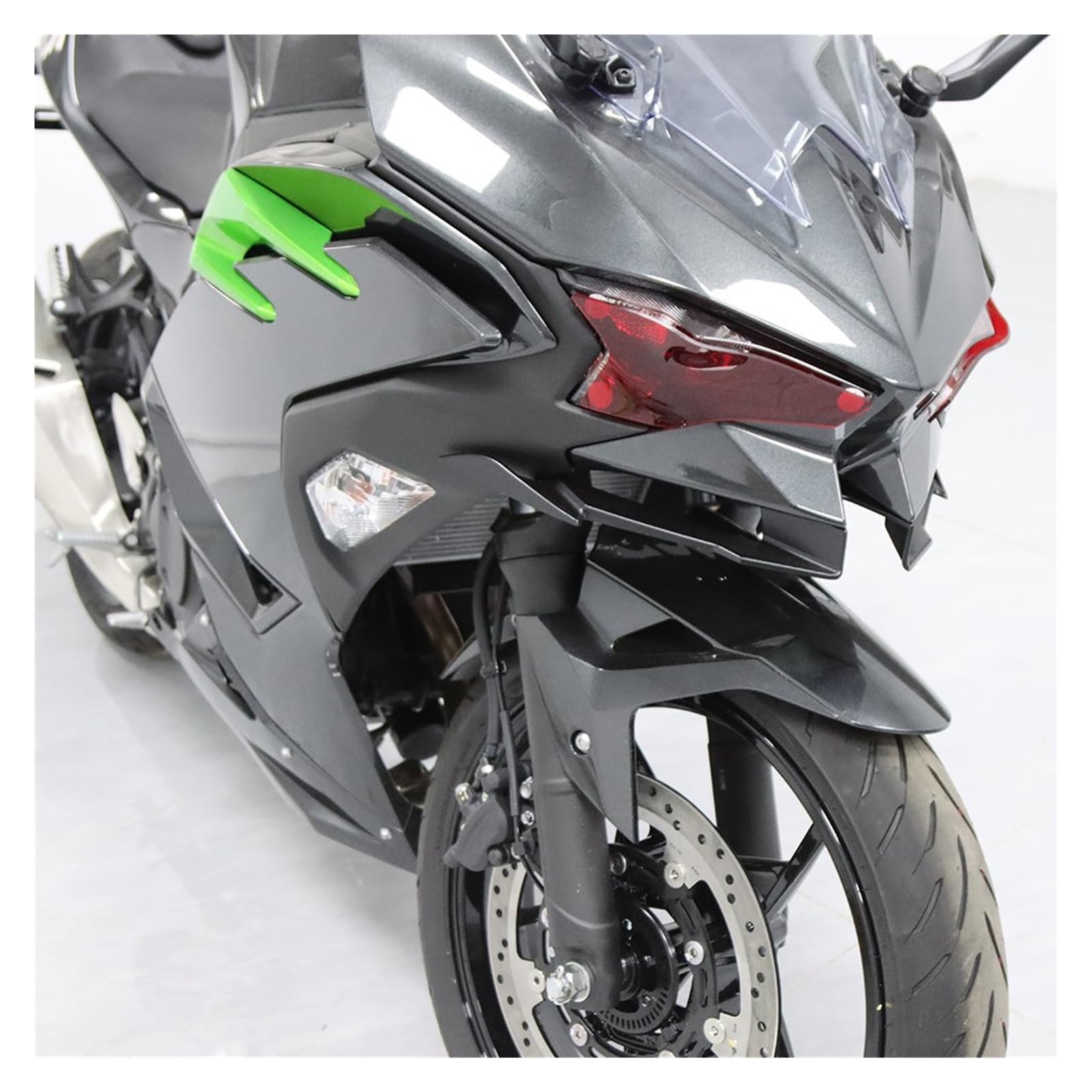 Spoiler Anteriore Moto Per NINJA 500 2024-2026 Moto Carenatura Anteriore Winglets Aerodinamico Ala Borsette Copertura Protezione Deflettore(Carbon fibre pattern)
