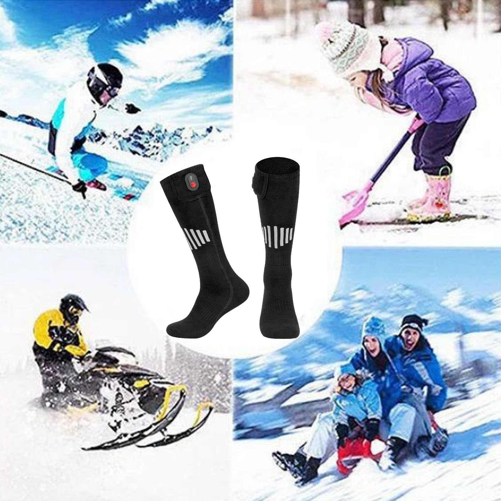 Calze Riscaldate a Batteria, Calzini Riscaldati per Donna e Uomo, con Batteria da 5000 Mah, per Uomo e Donna, per Sci, Inverno, Caccia, Campeggio