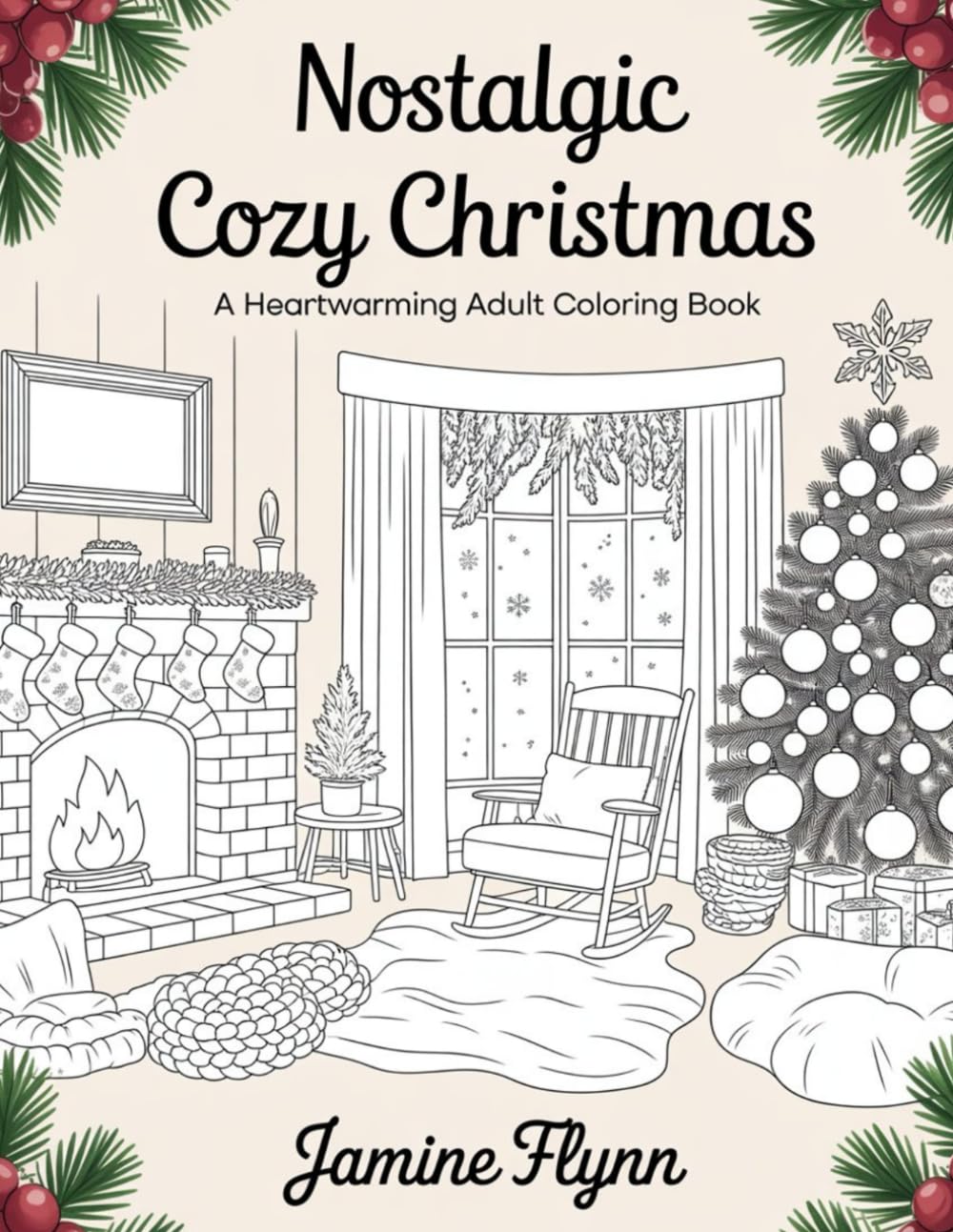 Nostalgic Cozy Christmas: A Heartwarming Adult Coloring Book: Stress-Relief Coloring Pages for Relaxation, Mindfulness, and Joy