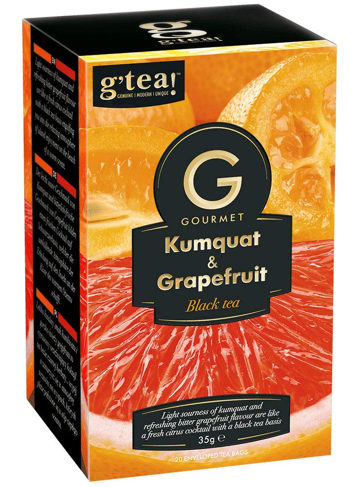 g'tea! Gourmet, Kumquat & Grapefruit Black Tea, 20 x 1.75g in envelopes