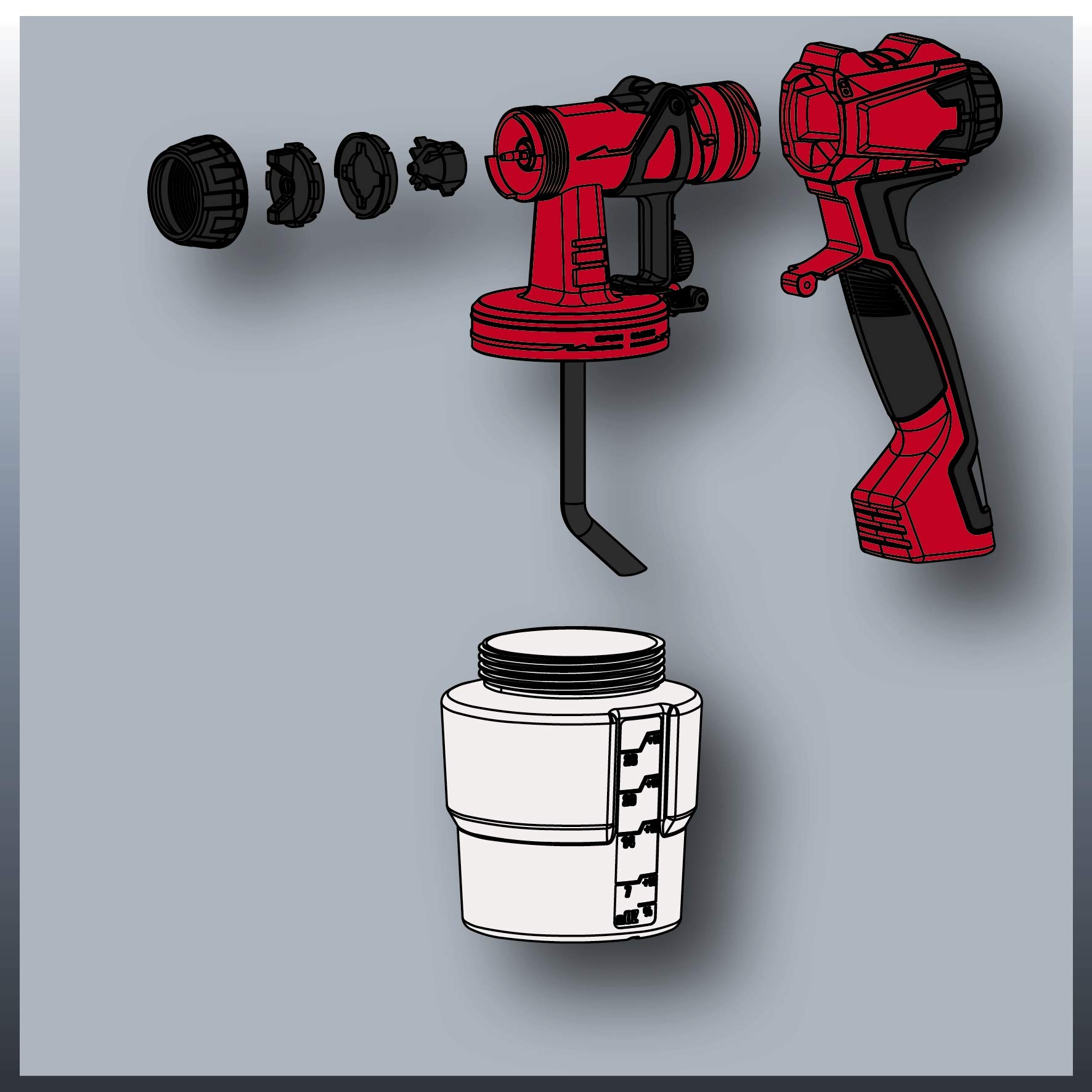 Einhell Kit Pistola Elettrica a spruzzo per Vernice e Accessori, Serbatoio 1000 Ml, 1000 Ml/Min, 700W - 4260020 Tc Sy