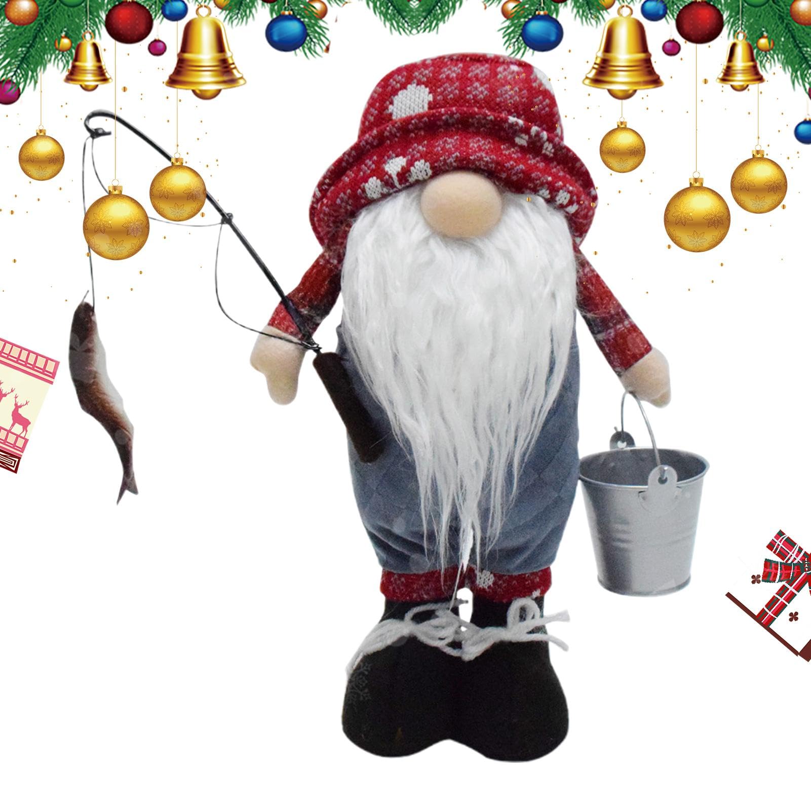 Ornamento a forma di gnomo senza volto, statuette di Tomte fatte a mano, decorazione da tavolo, gnomo da pesca, decorazione rustica per la casa, gnomo da pesca fatto a mano per fascino stravagante