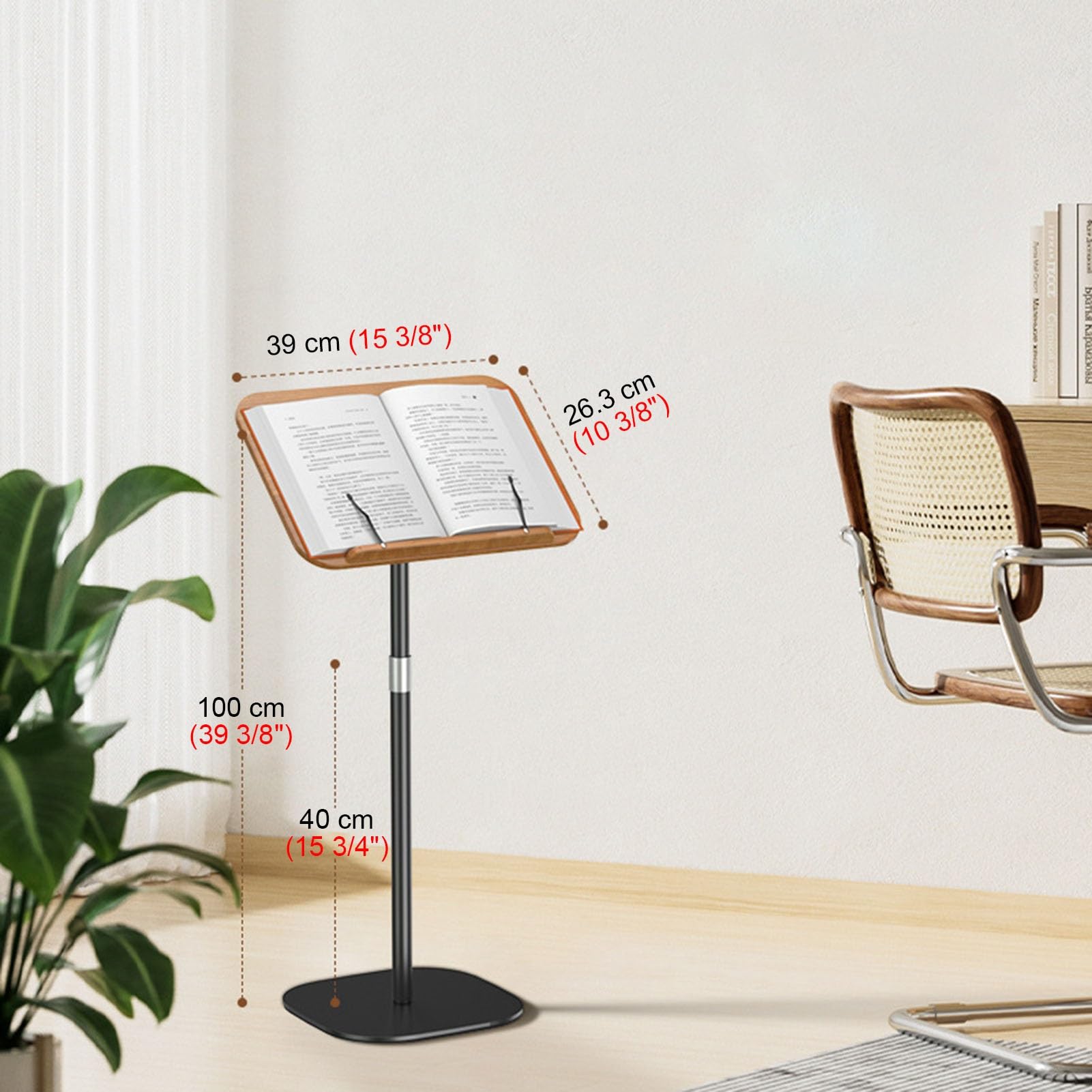 Générique Pupitre réglable en Bois Massif avec butée de Bord, Hauteur 100 cm, Support de pupitre Portable pour présentations Professionnelles et académiques, Support de h