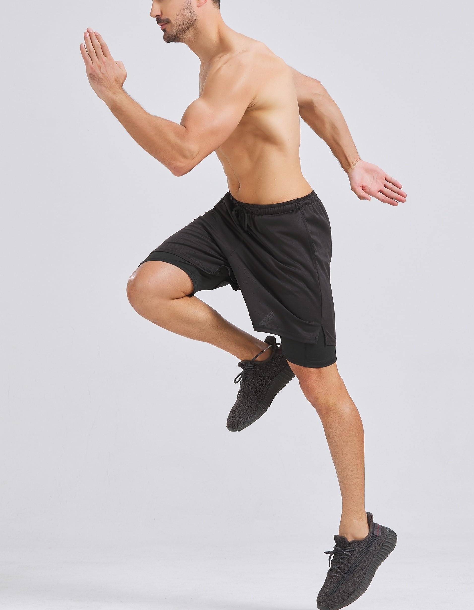 DANI CHINS Pantalones cortos deportivos 2 en 1 para correr para hombre, de secado rápido, ligeros, con bolsillos