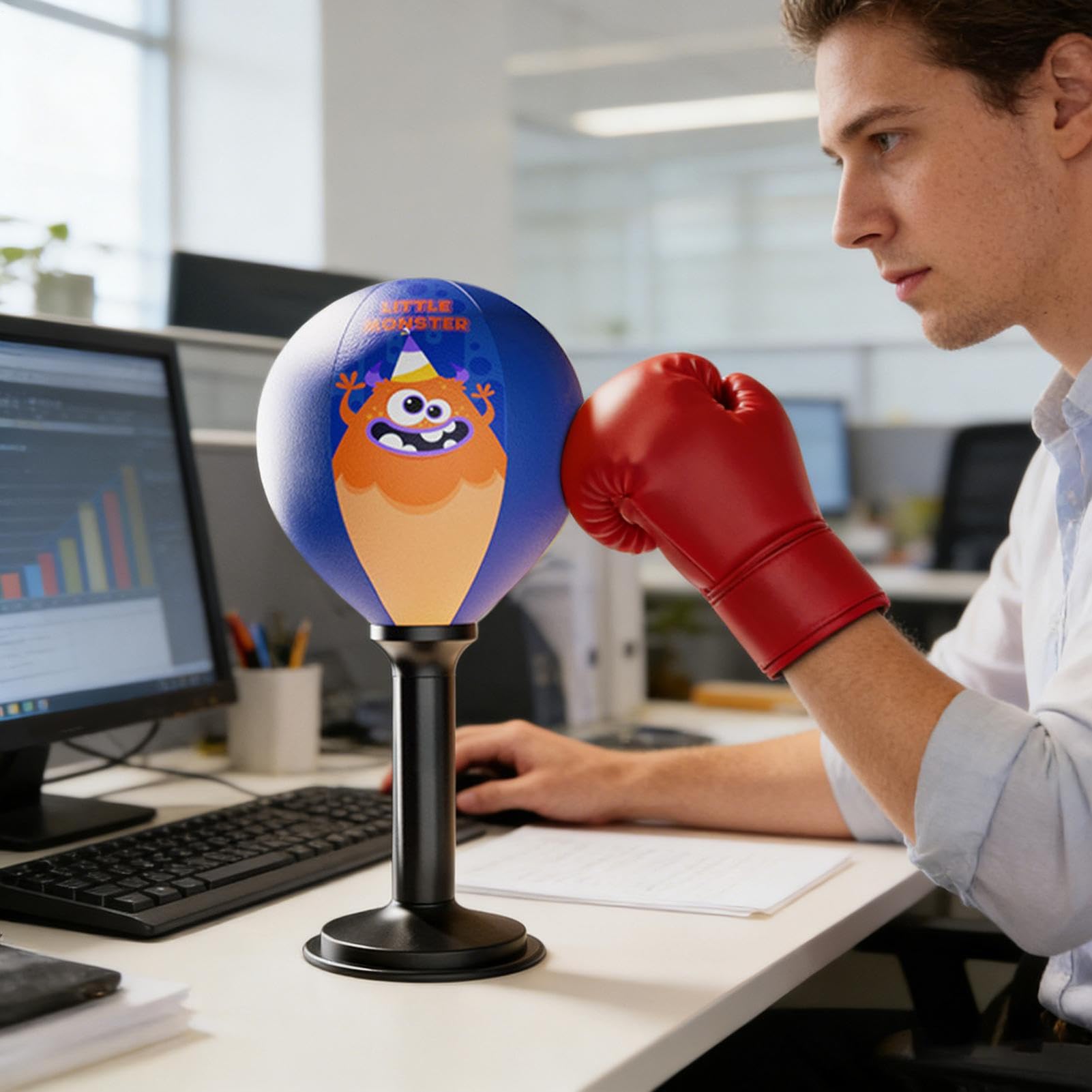 Sacco Da Boxe Per Scrivania Giocattolo per Allenamento di Reazione e Boxe | Palla da Pugilato da Tavolo Per Bambini E Adulti Camera Da Soggiorno Palestra Ufficio