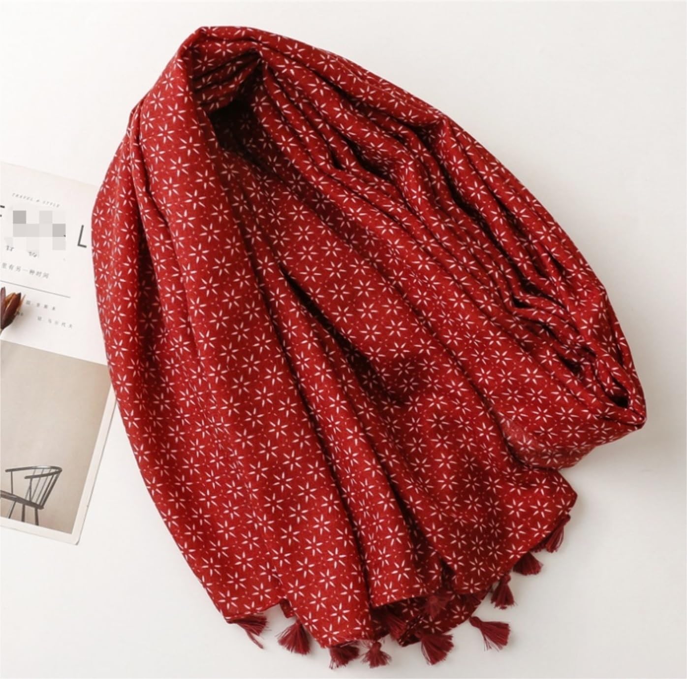 Szalik Lekki Boho Szalik Z Frędzlami Vintage Szal Podróżny Dla Kobiet Rób Zdjęcia Przez Cały Sezon Szal Miękkie