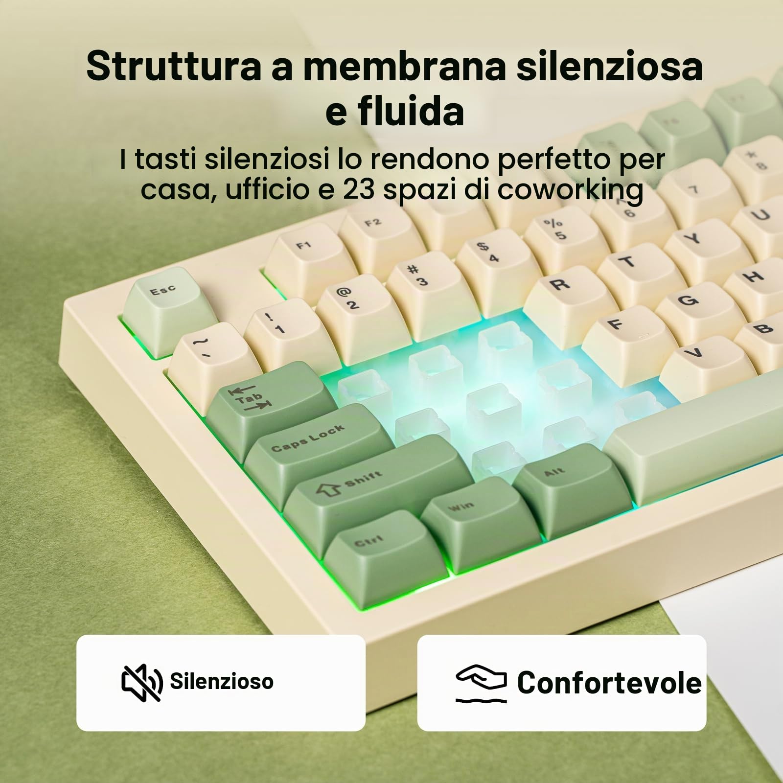 EPOMAKER AULA S102 PRO Tastiera da Gioco a Membrana con Schermo TFT, olume Knob & Number Pad, BT/2.4G/USB, RGB Backlit, Creamy Silicone Structure, Tastiera Silenziosa per Giochi PC/Ufficio (Retrò)