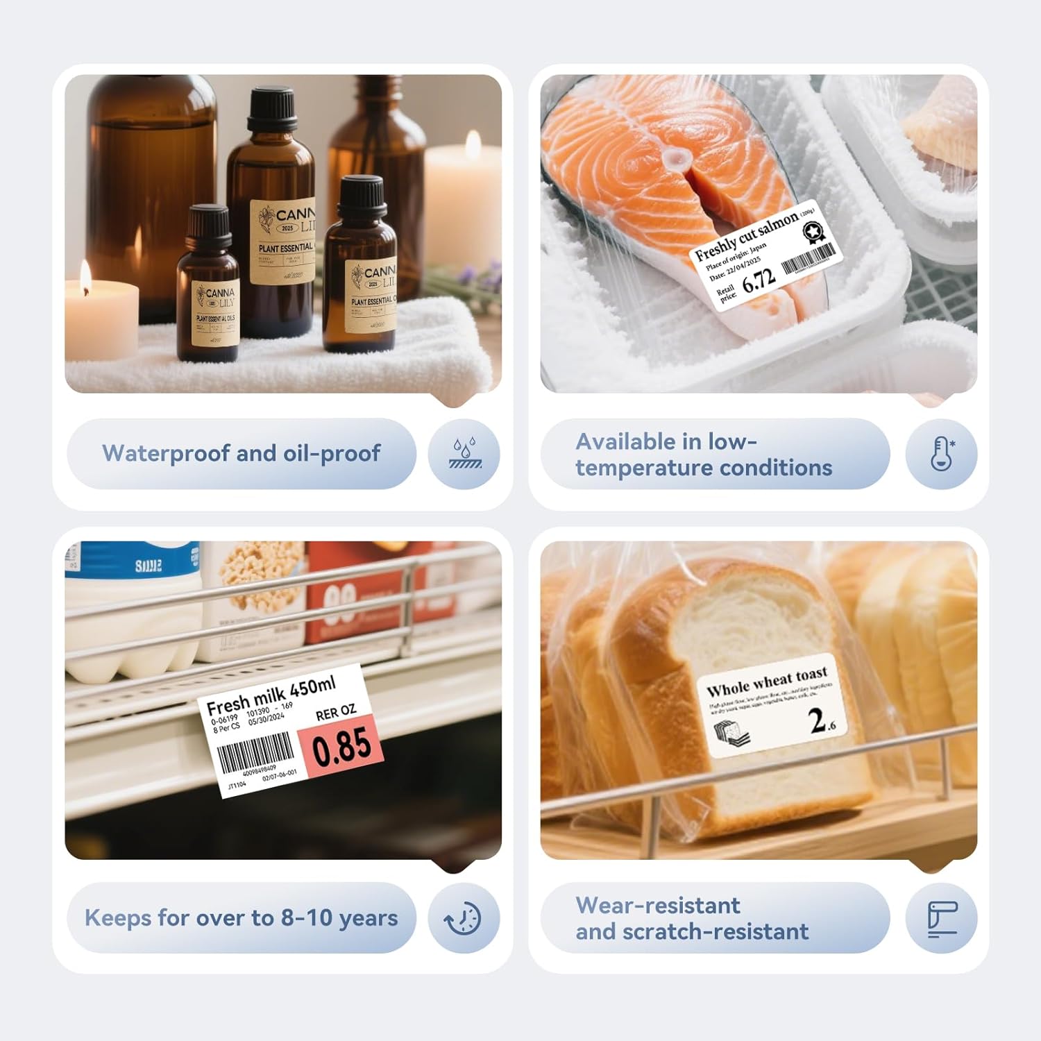 NIIMBOT M2/M3 Self-Laminating Label Sticker 0.59''×1.97'' for Small Business Home Essential Oils Perfumes Cosmetics Sample Bottles Waterproof Oil-Proof Wear and Scratch Resistant, White - Image 4