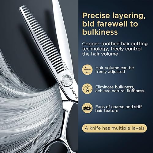 Miniatura 4 de Tijeras profesionales de adelgazamiento de 6.0 pulgadas para cortar el cabello, tijeras profesionales de corte de cabello con cuchillas