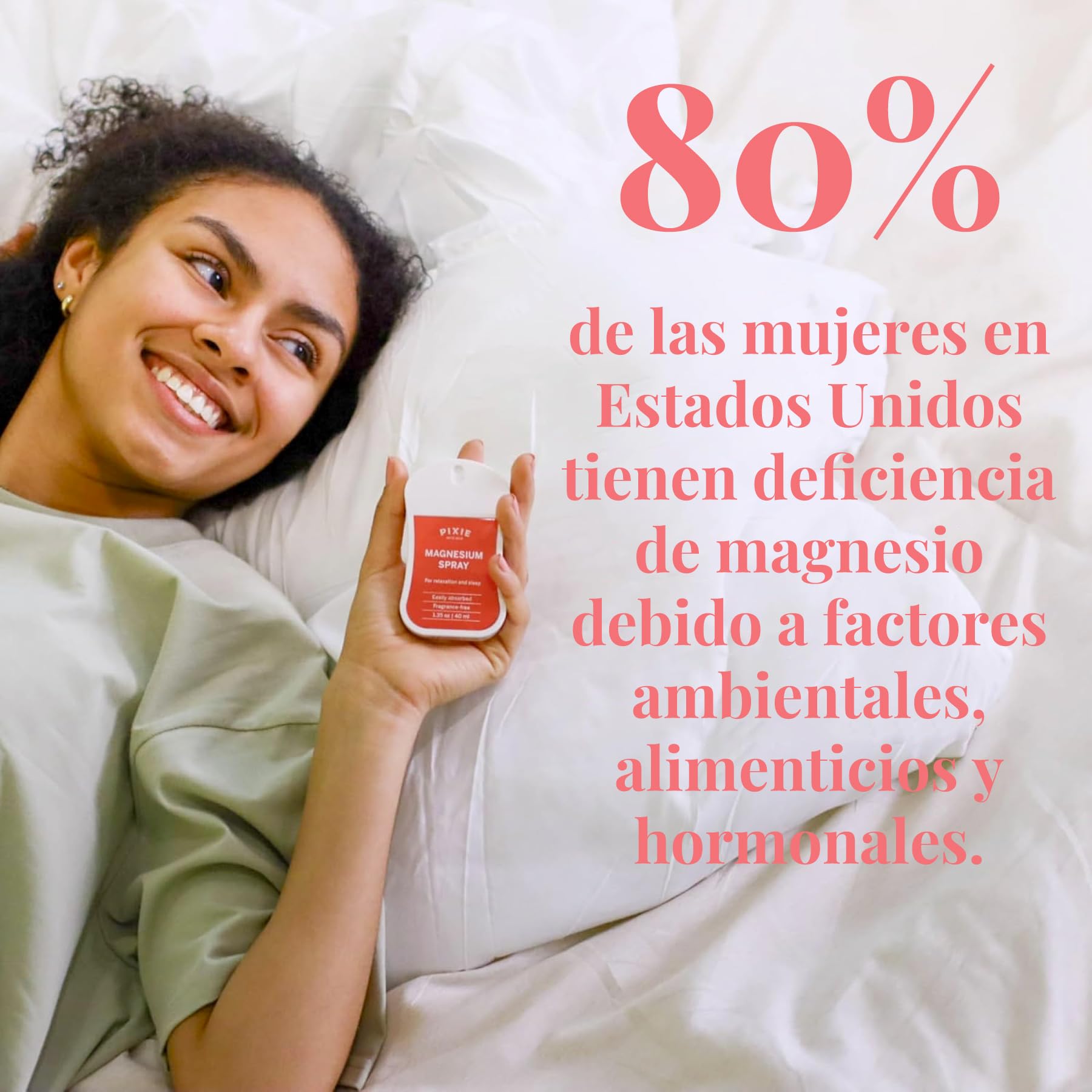 Pixie Spray de Magnesio Puro 40 ml – USP Grade – Alivio Tópico Rápido para Dolores, Sueño y Molestias Menstruales – Tamaño Viaje, No Tóxico
