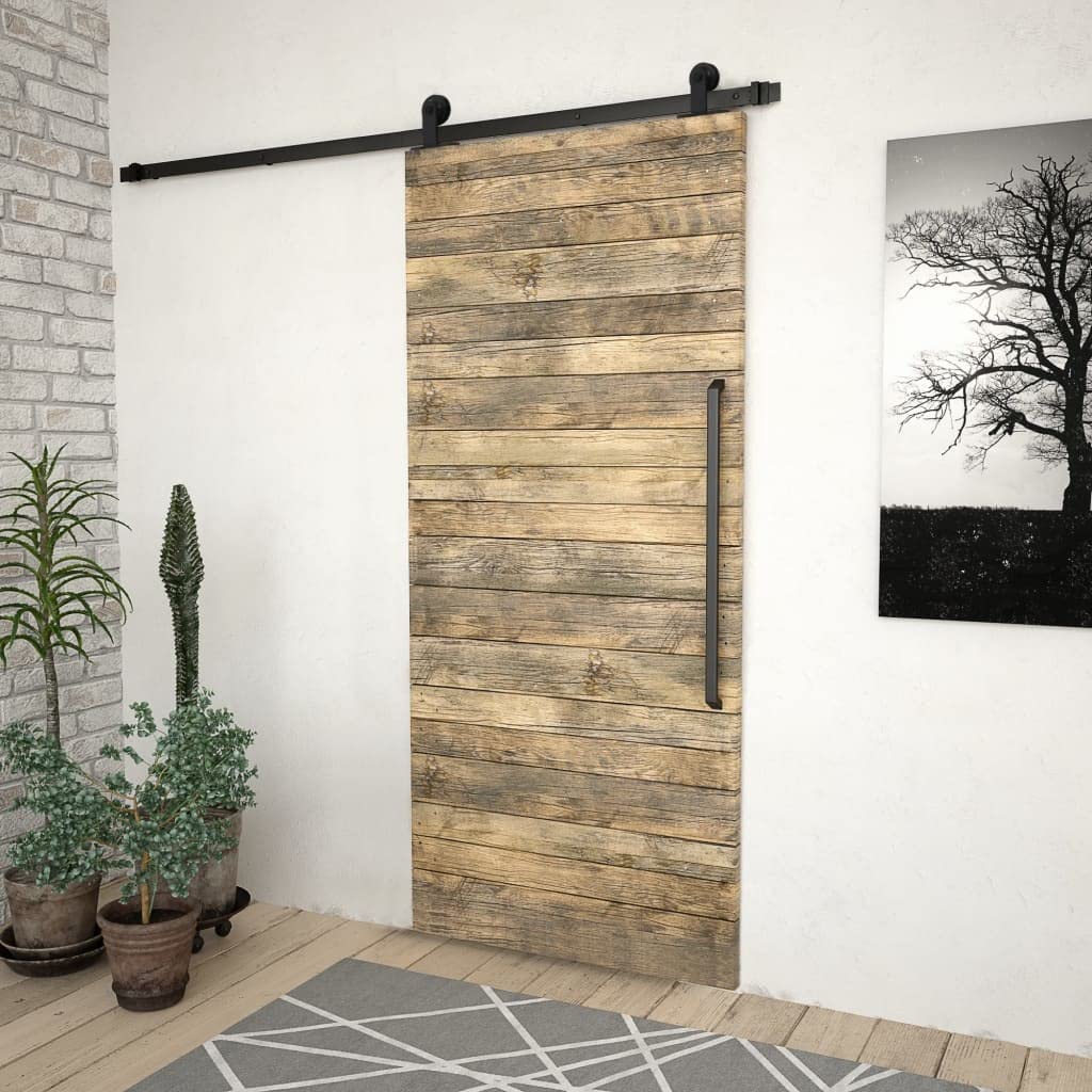 200 cm Herraje para Puerta Corredera Kit de Accesorios para Puertas Correderas Guia Puerta Corredera Negro