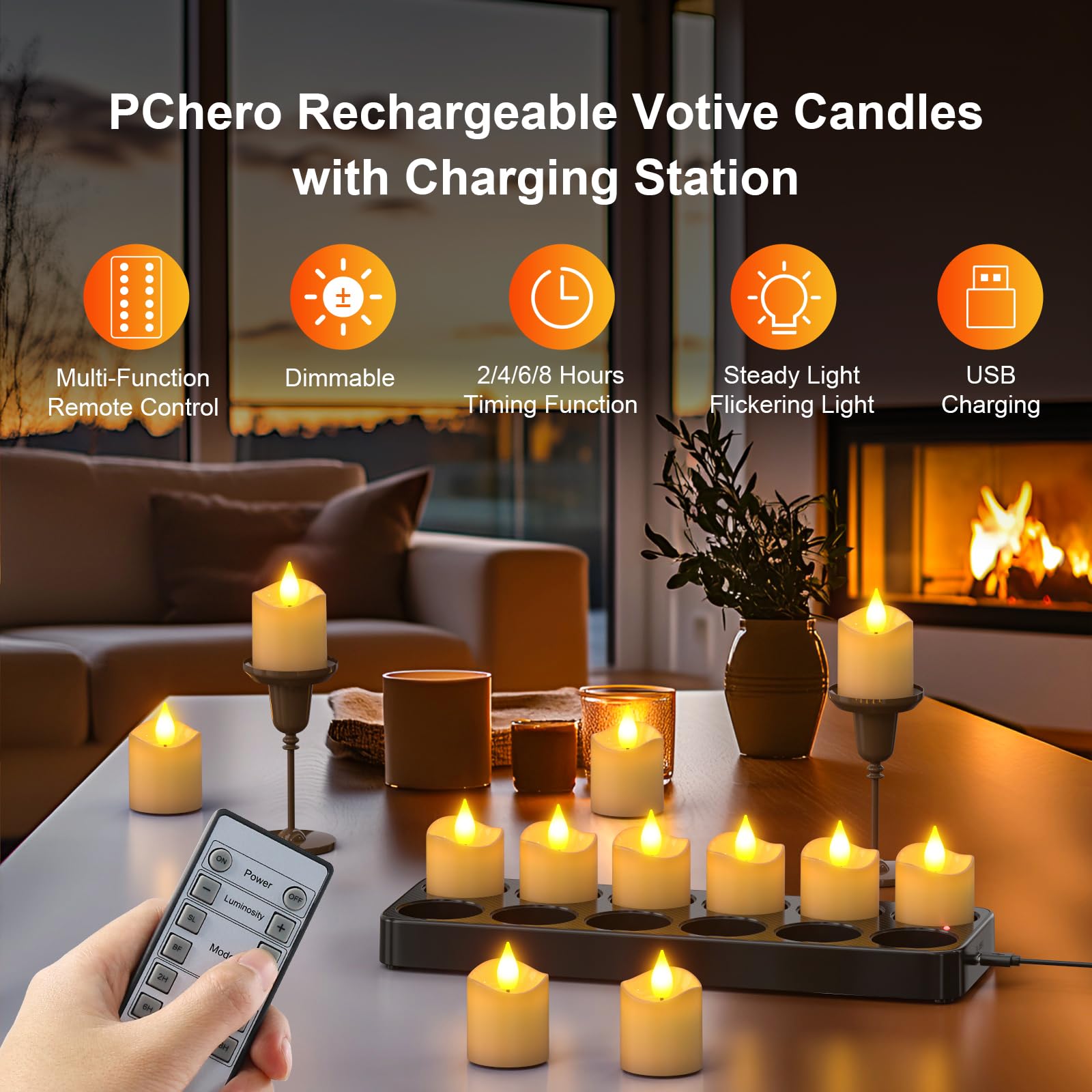 PChero Tea Light Candele Led, 12 Pezzi Mini Ricaricabile Candele Tealight Luci a Led Batteria Natalizie Decorative Finte Piccolo Elettriche Effetto Reale Per Halloween Natale Casa Decorazioni