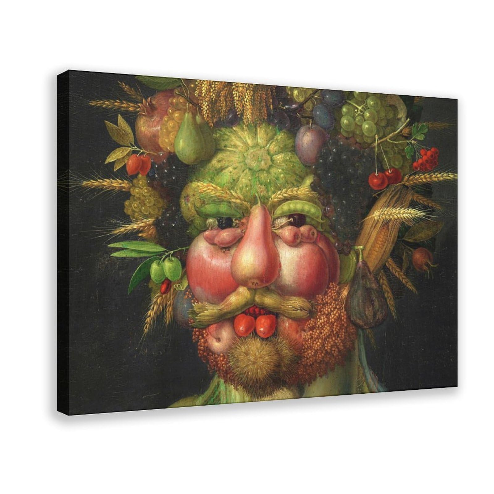 DFJyjFGJJ Giuseppe Arcimboldo,Vertumnus, Rudolf II of Habsburg Canvas Poster Bedroom Sports Landscape Office Room Decor Gift 24" L X 36" W