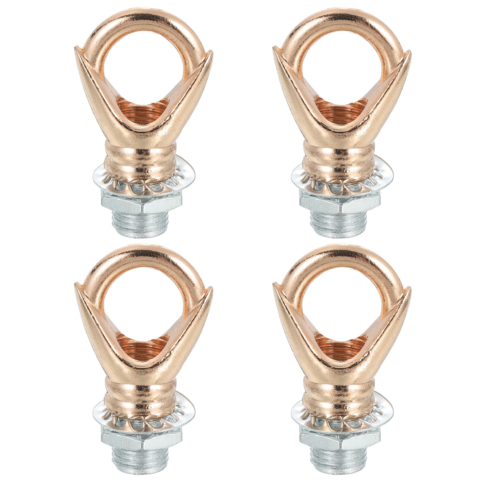 sourcing map Eye Nut 22lb Max Load M10 Thread Ring Shape Female Loop with Thread Pipes Washers Nuts for Hanging Lamp Chandelier, French Gold Pack of 4