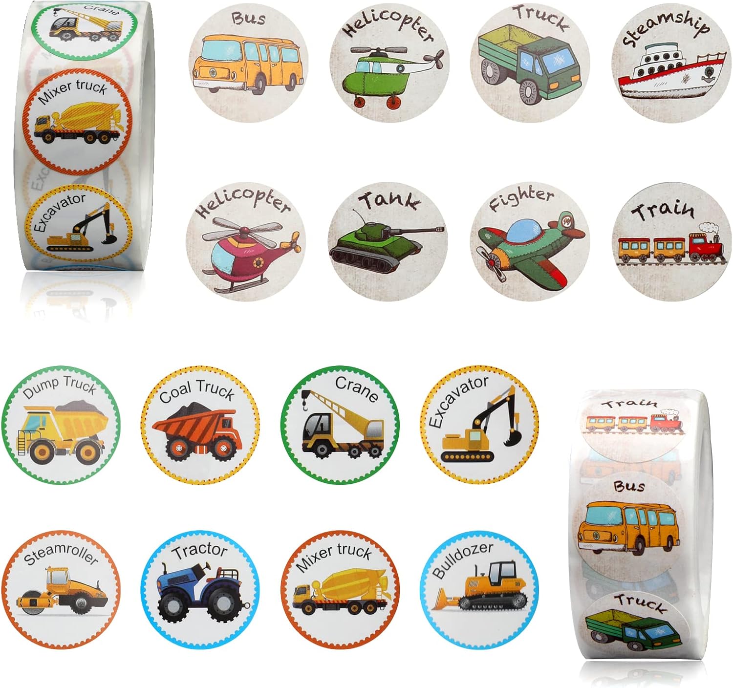 Teacher Reward Construction Vehicle Stickers for Children 2 Roll 16 ...