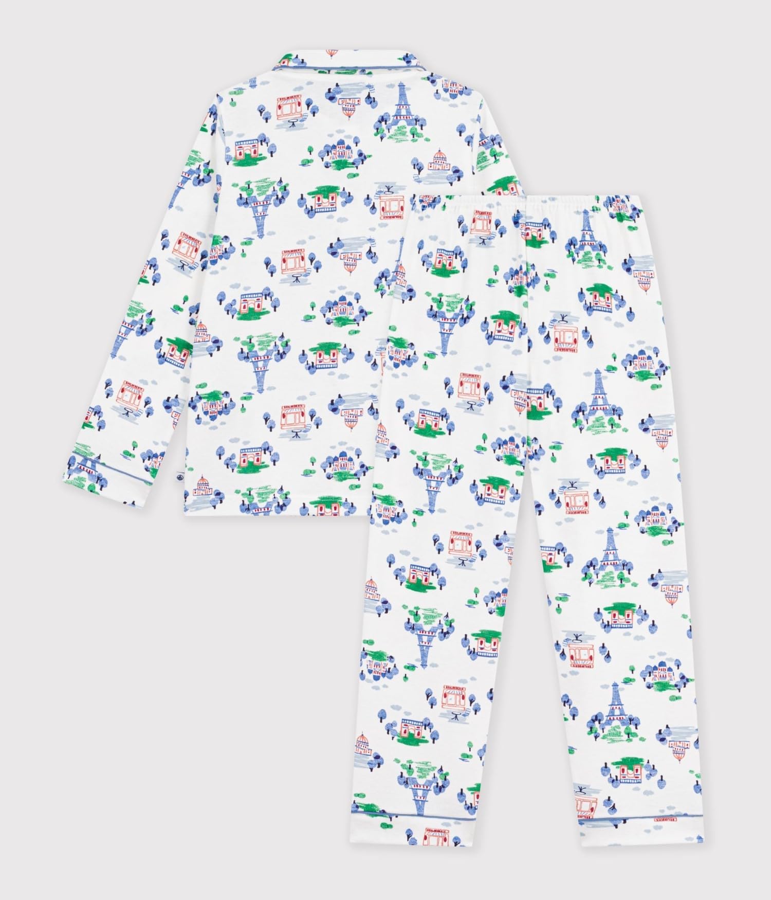 Petit Bateau Pigiama con Bottoni da Bambino in Cotone Stampato Parigi, 12A, Bianco/Multicolore