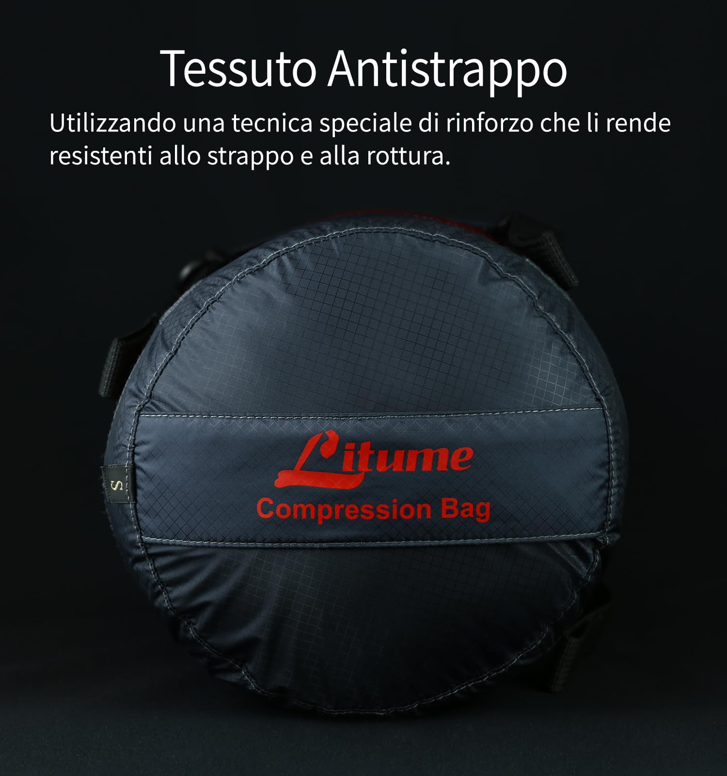 Litume Sacco di Compressione 6L, 8.5L, 10L, 13L, 16L, Resistente all'Acqua, Leggero e Compatto, in Tessuto Ripstop, per Sacchi a Pelo, con Chiusura a Corda, per Campeggio (Nero)