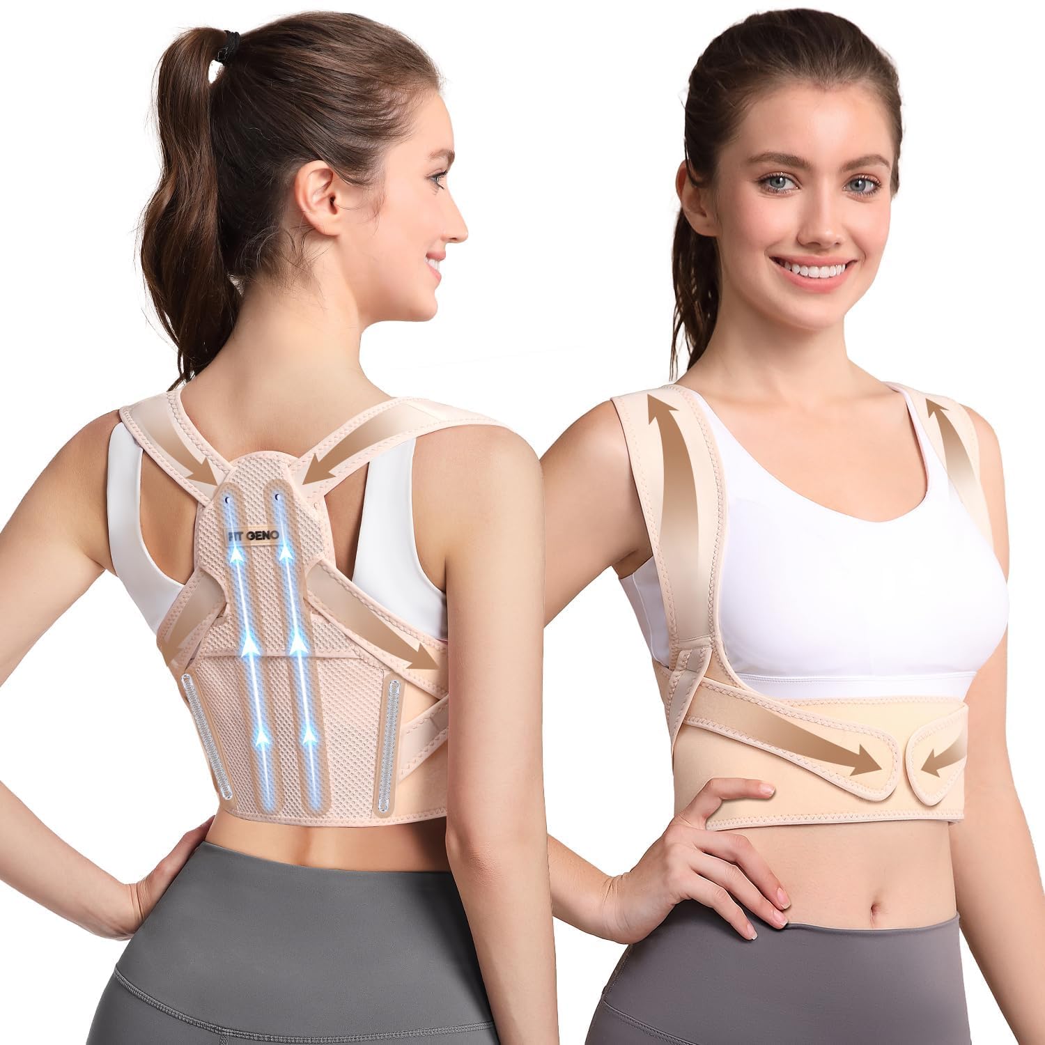 Posture Corrector for Women and Men: Improve Posture Correct Hunchback Slouching Invisible Under Clothes - Adjustable Lightweight Upper Back Brace for Neck Shoulder & Upper Back Pain Relief (M/L Under Bust 32"-45")