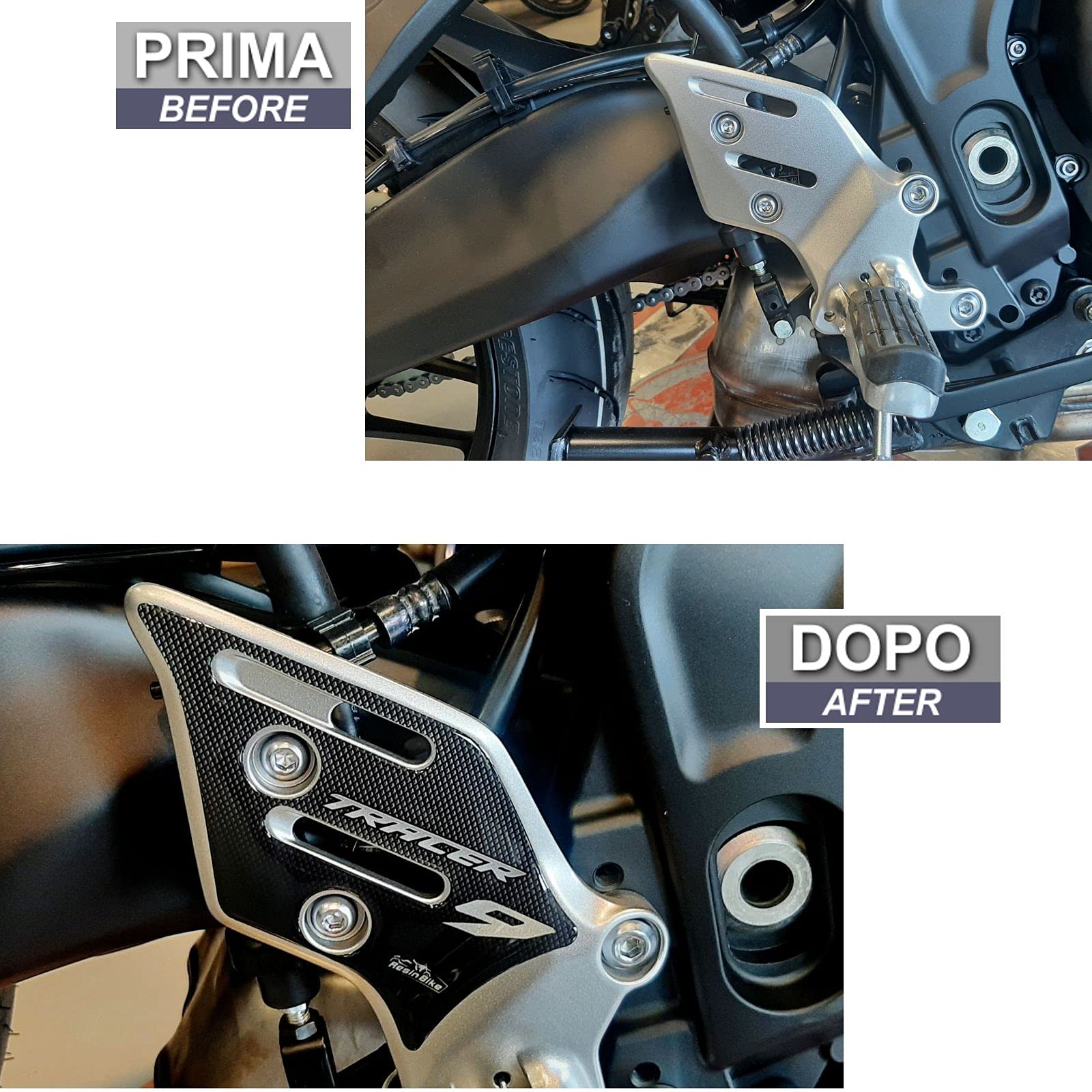 Resin Bike Motorcycle 3D Stickers Compatible with Yamaha Tracer 9 2021 Metal. Heel Sill Motorcycle Protection from Bumps and Scratches. Paire of Resin Stickers - Made in Italy