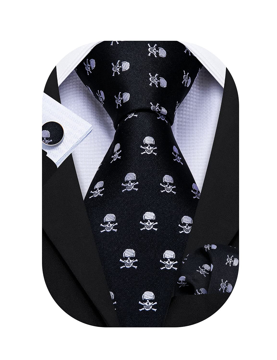 Men Ties Silk Necktie Set Formal Solid Handkerchief Cufflinks Woven Wedding Business