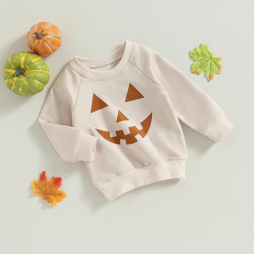 Miniatura 8 de Ayalinggo Sudadera de cuello redondo para bebé, niña, niño, Halloween, sudadera con cuello redondo y sin botones, ropa de otoño