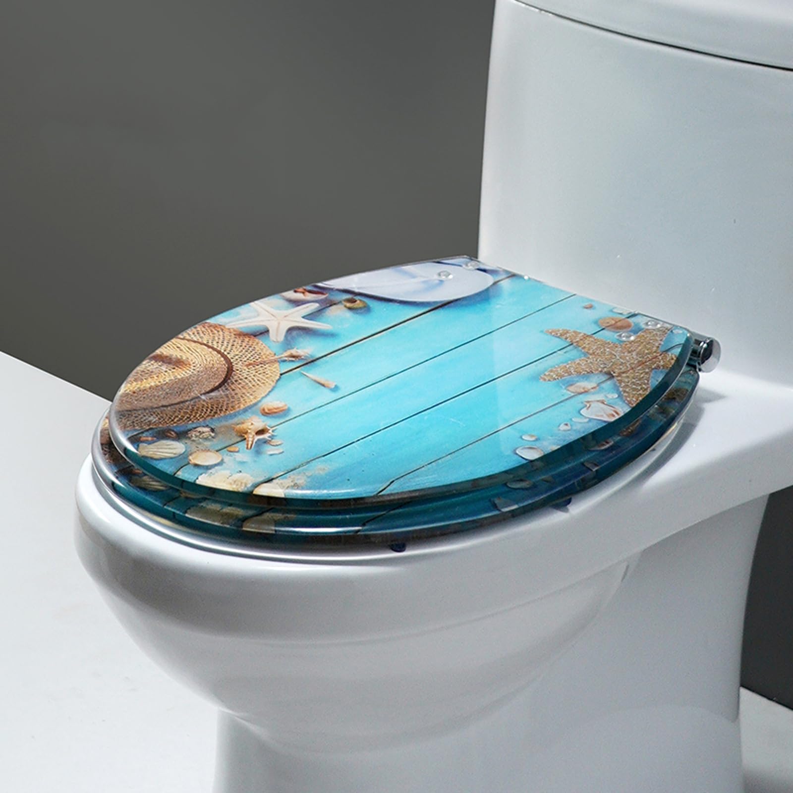 Zeihyeurus Transparent Resin Toilets Seats,Adjustable Resins Toilet Seat,Resins Antibacterial Toilet Seat,3D Effects Heavy Duty Toilets Lid,Corrosion-Resistant,For Modern Bathrooms