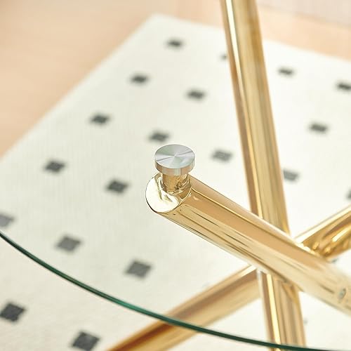 Miniatura 22 de Mesa redonda de cristal para comedor de 3 a 5 personas, moderna parte superior de vidrio templado, patas cromadas resistentes, almohadillas Base