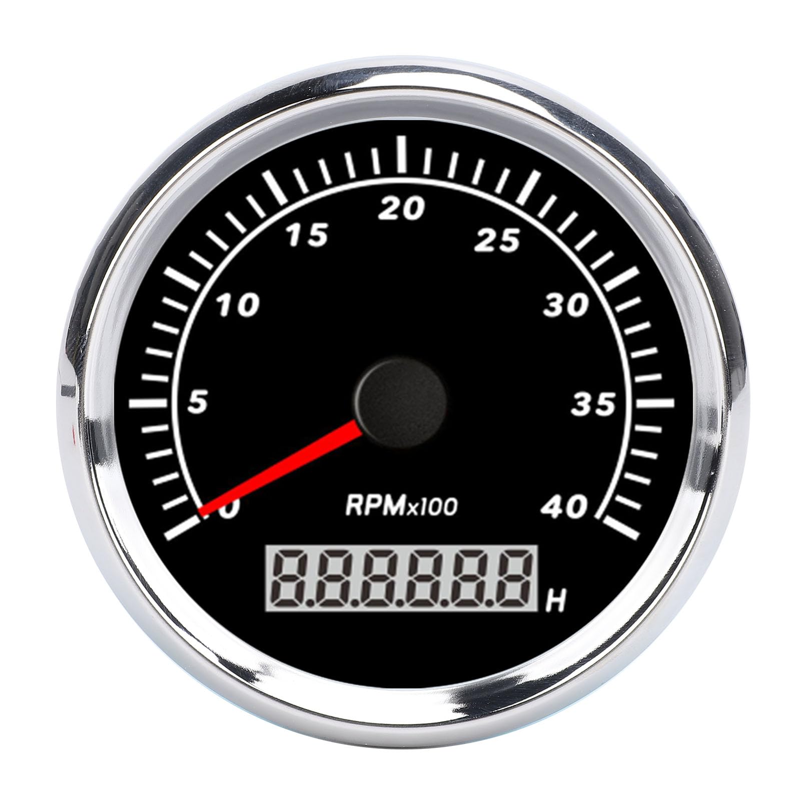 Medidor de RPM Marino, Tacómetro Marino Impermeable IP67 de 9 a 32 V, Antivaho, Retroiluminación de 7 Colores, Esfera Negra, Bisel Plateado para Automóvil (4000RPM)