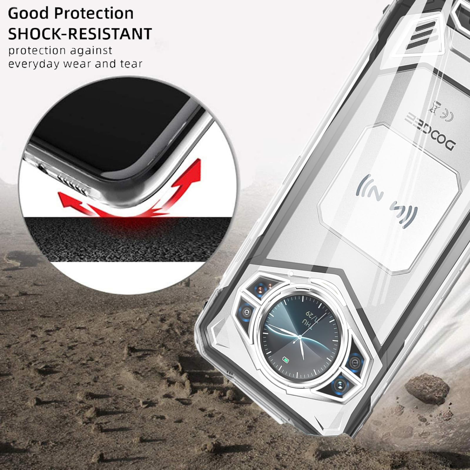 WXPPJ Cover per Doogee V20 PRO Custodia + [1 Pezzi] Pellicola Vetro Temperato, Nero Anti-Caduta Bumper Morbido Silicone TPU Protezione Case per Doogee V20 PRO (6.43) - Collage