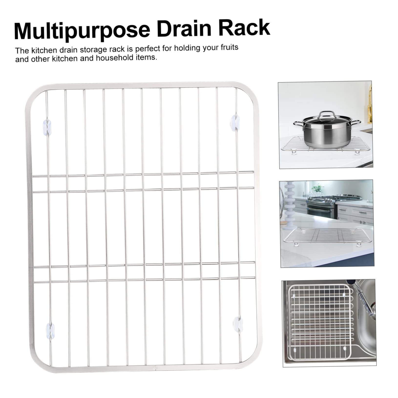 Cabilock Rejilla para Secar Platos de Acero Inoxidable 304, Escurridor Resistente y Fácil de Limpiar para Cocina y Fregadero, Soporte Multiusos para Utensilios y Almacenamiento