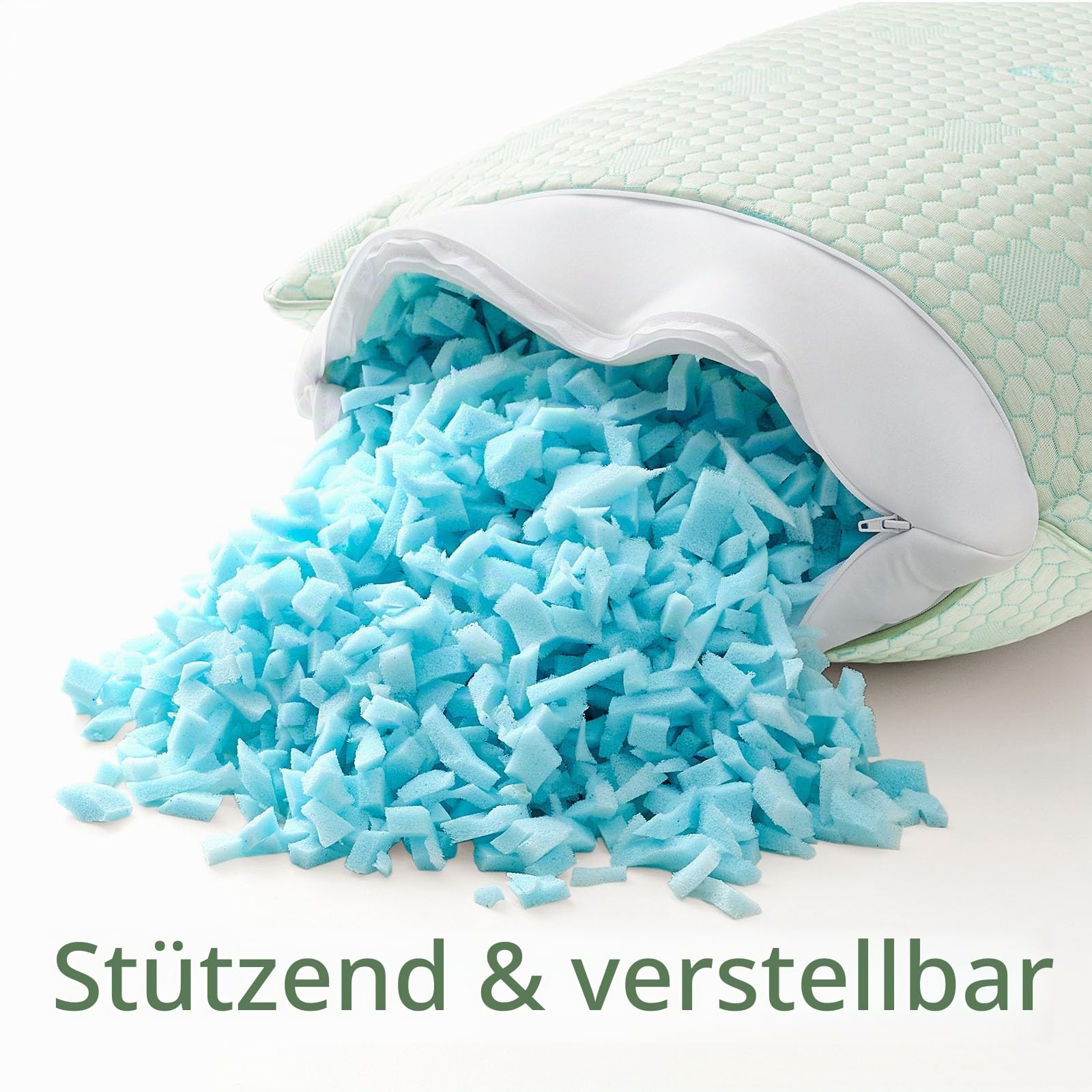 ACCURATEX Kühlendes Memory Foam Kissen 40×80 cm 2er Set, höhenverstellbar | beidseitig kühlend, zerkleinerte Memoryschaum-Füllung, Nacken- & Schulterentlastung, für Rücken- & Bauchschläfer, OEKO-TEX