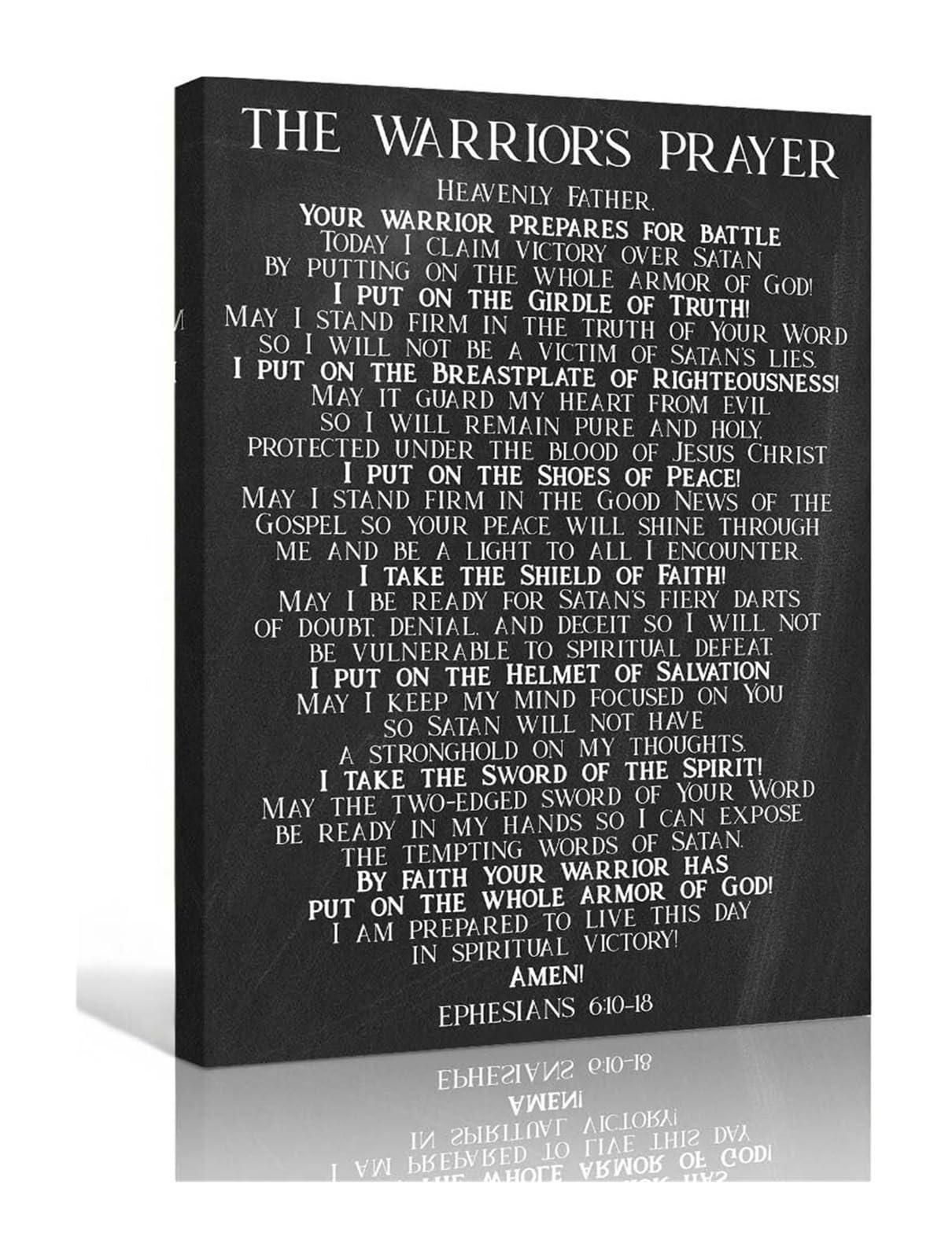 MDBJTCYZN Christian Wall-Art Canvas: Ephesians 6:10-18, The Full Armor of God Bible Verse Print, Faith-Based Home Decor, Gift for Believers(Framed,12x18inch(30x45cm))