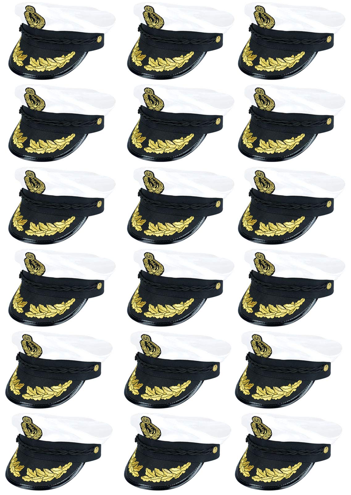 labreeze Adults Quality Satin Captains Hat Naval Officer Fancy Dress Party Cap (18) White