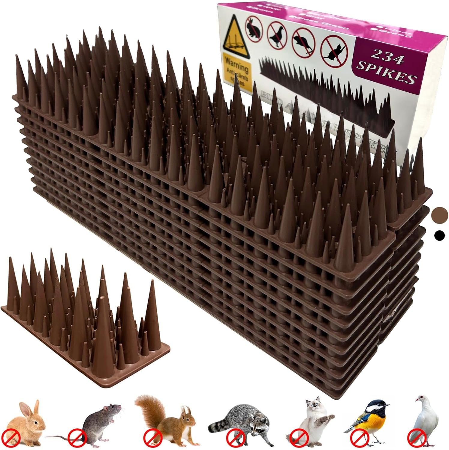 RGBRW Plastic Bird Spikes Brown