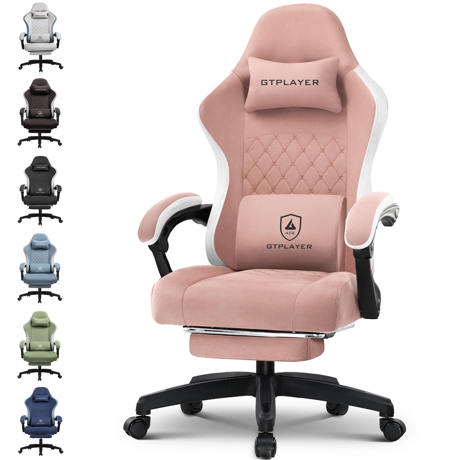 GTPLAYER Gaming Chair, Computer Office Chair with Pocket Spring Cushion, Linkage Armrests and Footrest, High Back Ergonomic Computer Chair with Lumbar Support Task Chair with Footrest