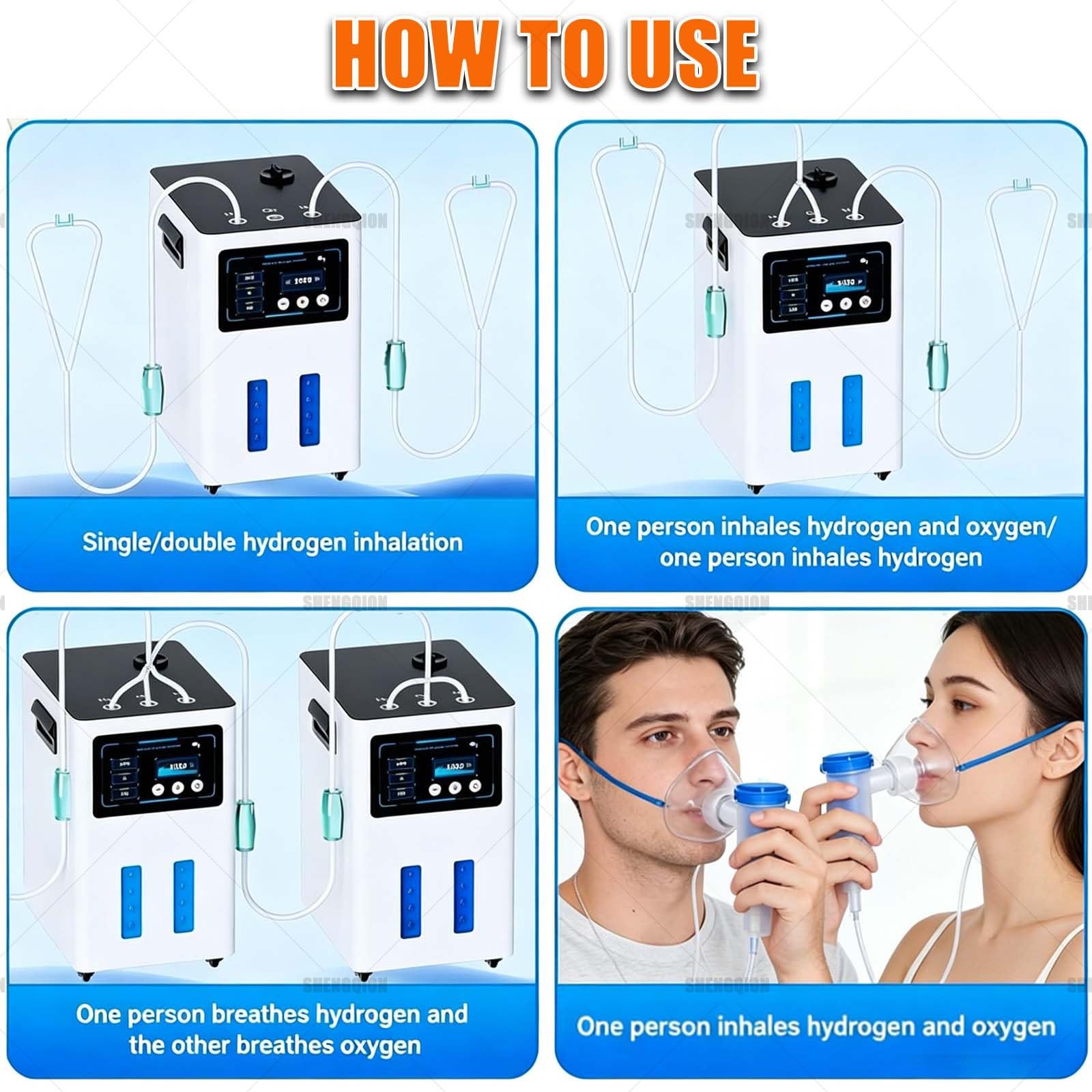 Domowy Inhalator Wodorowy, Urządzenie Do Inhalacji Wodoru O Czystości 99,99%, 7-Stopniowa Separacja Gazu Od Wody, Timer 0,5–6 Godz., Maks. 4200 Ml/Min, Smart Touch, Cicha Praca(Gunmetal,1200ml/min)