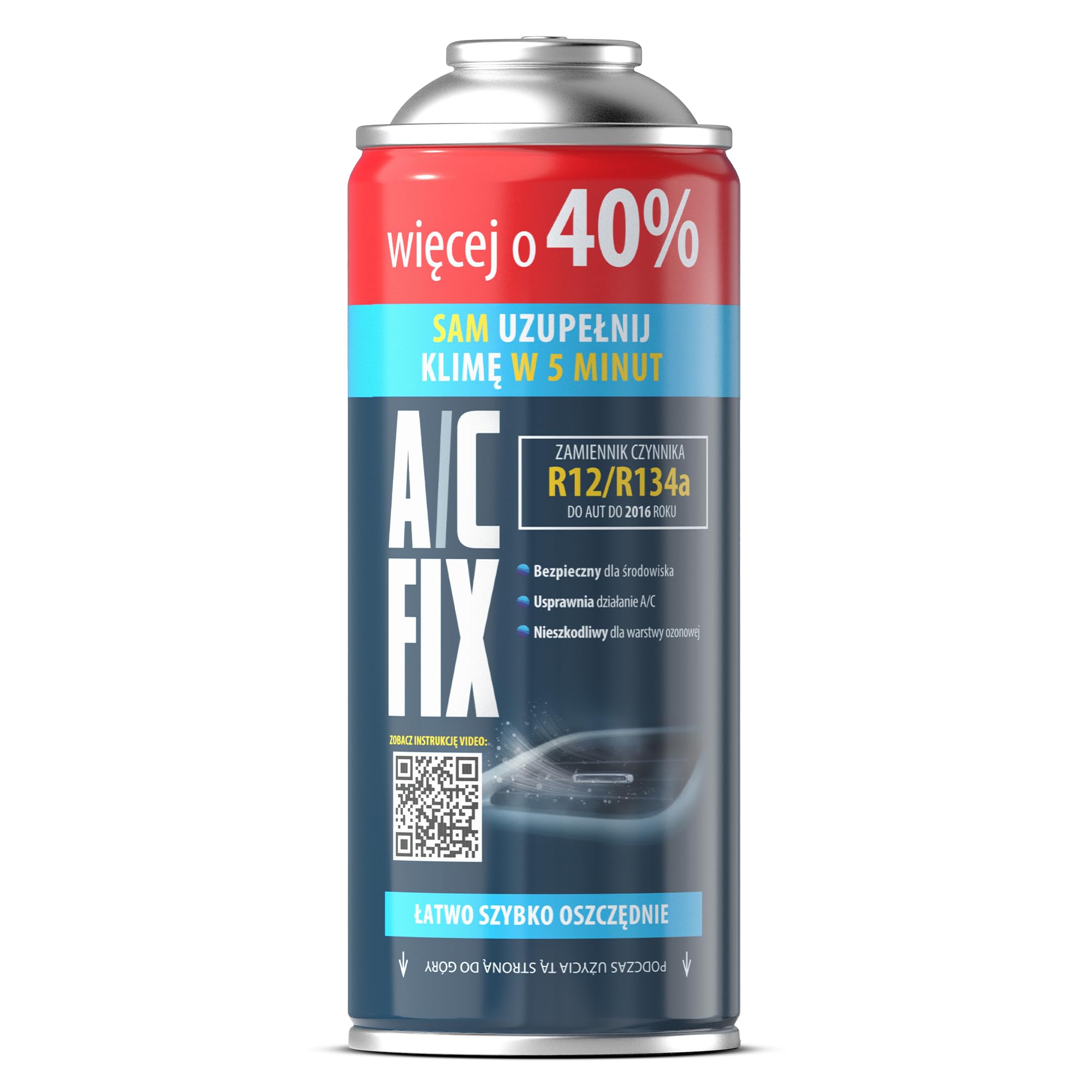 AC FIX 5-in-1 – R134a + R134a XL + Tubo flessibile, 470 g Refrigerante per climatizzatori auto con olio, sigillante, colorante UV, essiccante – Protegge il compressore