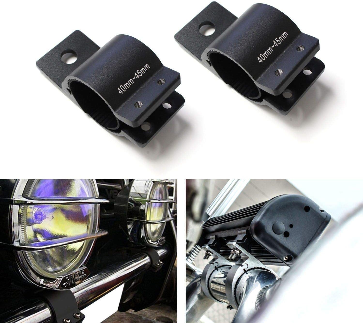 iJDMTOY (Pair 40mm-45mm 1.5-Inch Bullbar Mounting Bracket Clamp Compatible with LED Light Bar, Off-Road Driving Lights, LED Work Lamps