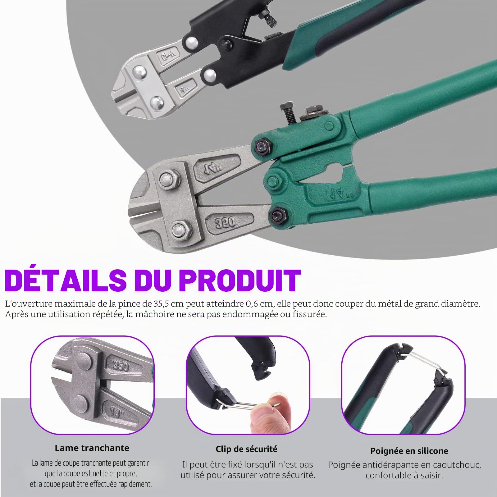 Swpeet Lot de 3 mini coupe-boulons et coupe-câbles