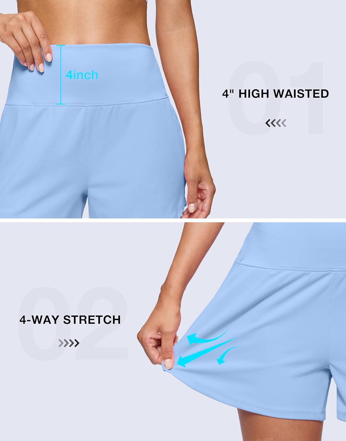 Soothfeel High Waisted Athletic Running Shorts for Women 3.5"/5" Tummy Control Workout Gym Hiking Shorts with Pockets - Image 5